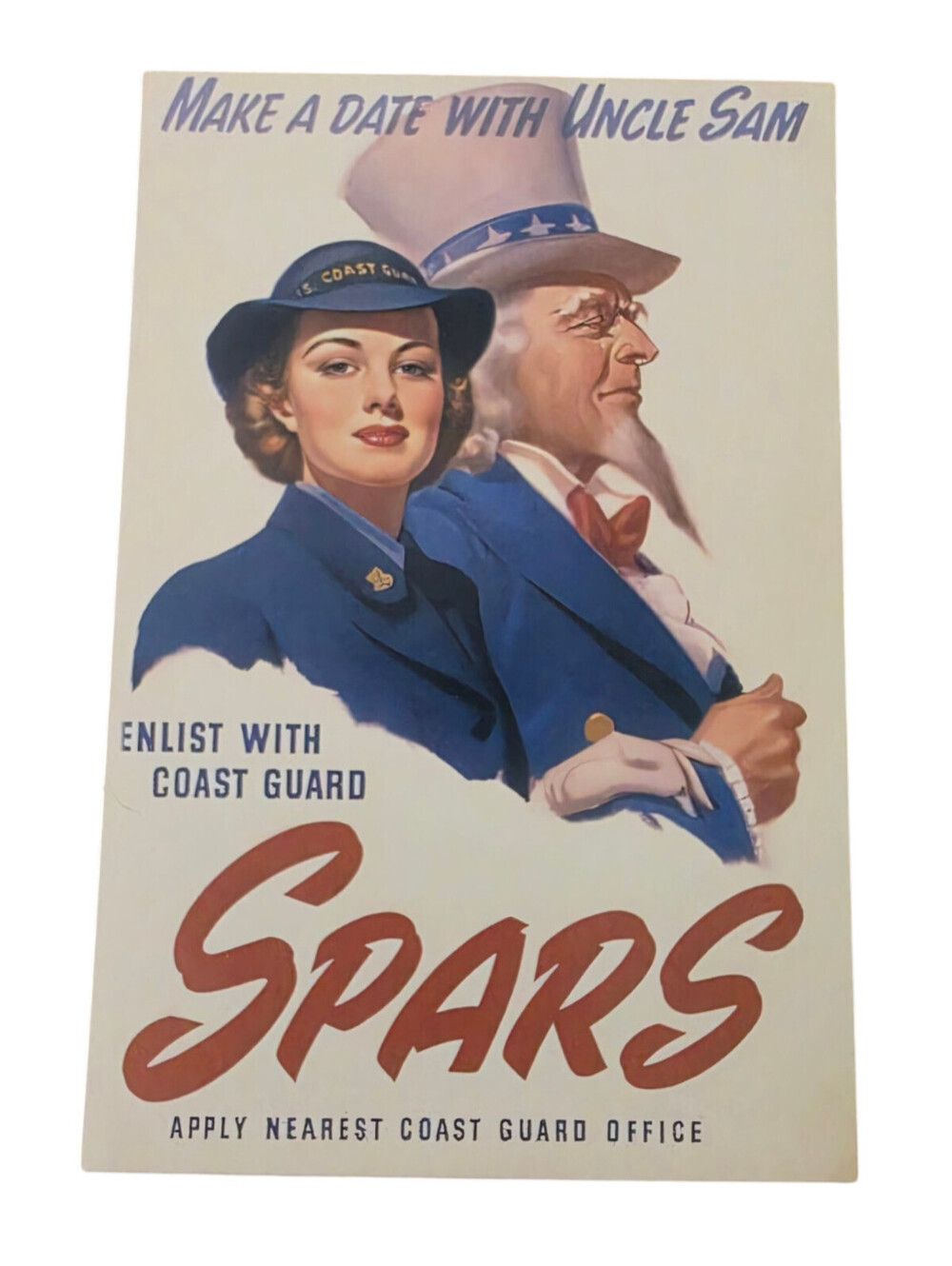 WW2 SPARS COAST GUARD WOMANS RECRUITING POSTER VINTAGE STYLE Postcard